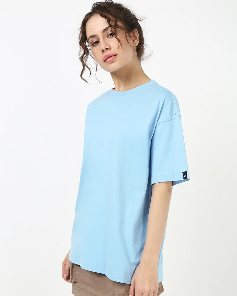 بيواكوف Women's Sky Blue Oversized T-shirt